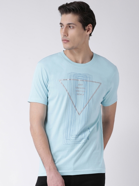 

Club York Men Blue Printed Round Neck T-shirt
