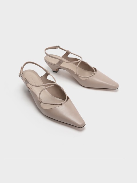

CHARLES & KEITH Women Beige Solid Pumps