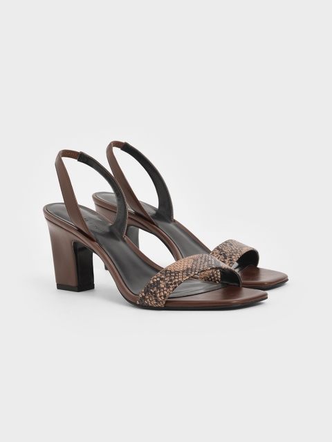 

CHARLES & KEITH Women Brown Animal Print Heels