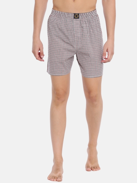 

Joven Men White & Maroon Checked Boxers JBC-JB54