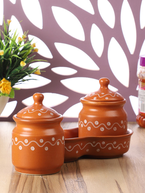 

CDI Set of 2 Brown Printed Ceramic Pickle Jars