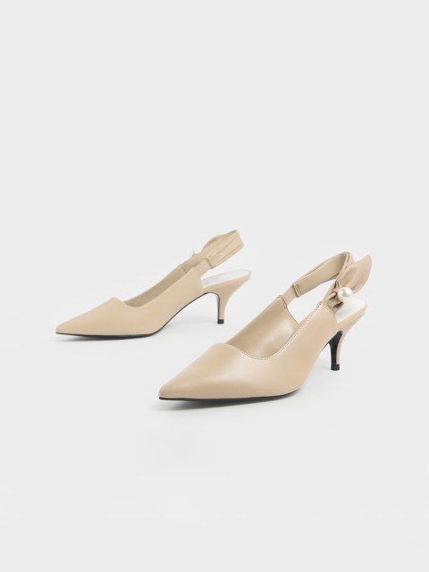 

CHARLES & KEITH Women Beige Solid Pumps