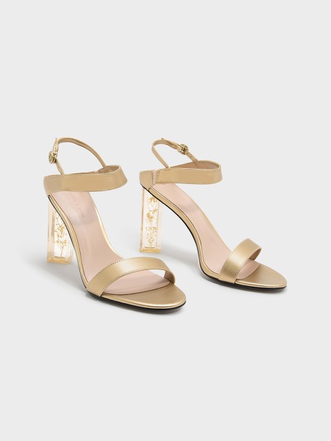 

CHARLES & KEITH Women Gold-Toned Solid Block Heels