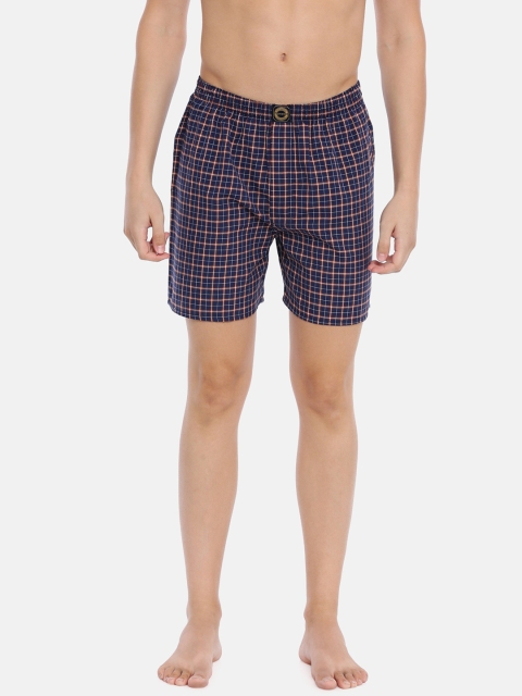 

Joven Men Navy Blue & Orange Checked Boxers JBC-JB89