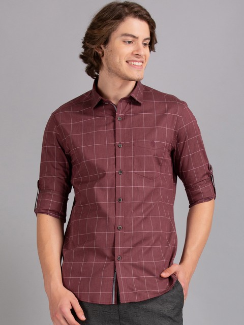

True Blue Men Maroon & Pink Slim Fit Checked Casual Shirt
