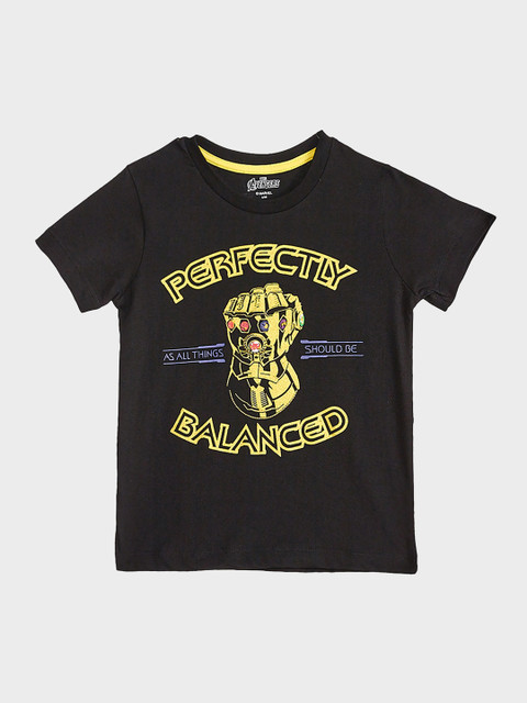 

Kids Ville Boys Black Avengers Printed Round Neck T-shirt