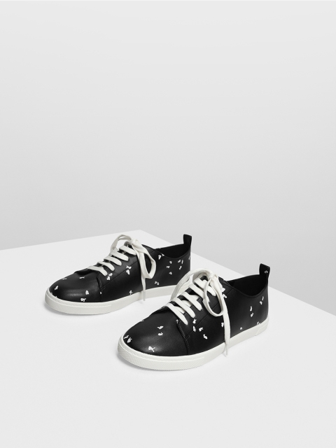 

CHARLES & KEITH Women Black & White Printed Sneakers