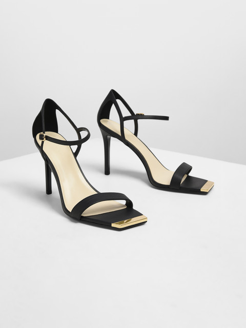 

CHARLES & KEITH Women Black Solid Sandals