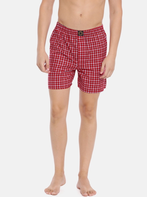 

Joven Men Red & White Checked Boxers JBC-JB84