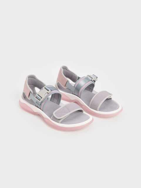 

CHARLES & KEITH Women Mauve & Pink Colourblocked Open Toe Flats