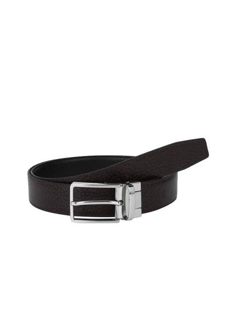 

CRUST Men Brown & Black Textured Reversible Leather Belt