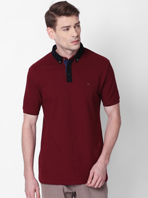 

RARE RABBIT Men Maroon Solid Polo Collar T-shirt