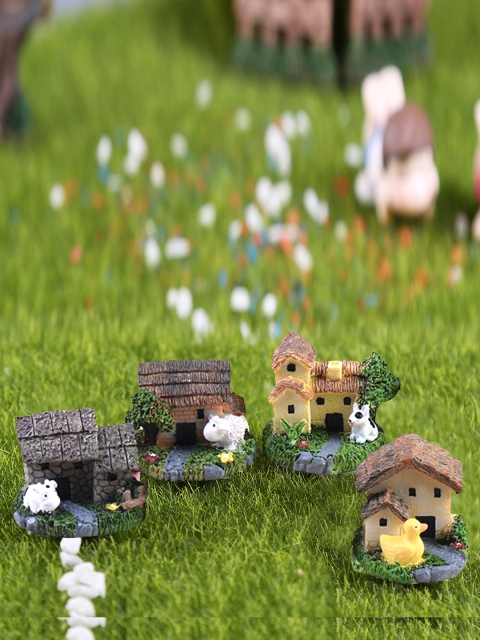 

TAYHAA Set of 4 Small Cottage Garden Miniature Homes, Multi