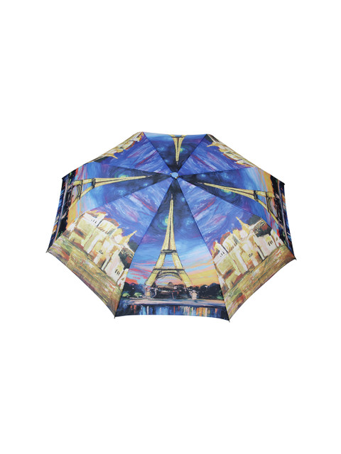 

FabSeasons Unisex Blue & Brown Paris Eiffel Tower Digital Printed 3 Fold Fancy Semi-Automatic Umbrella