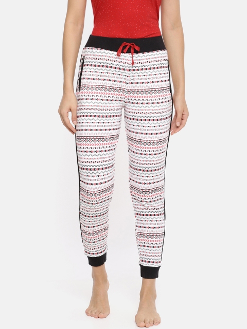 

Red Rose Women White & Red Printed Lounge Pants