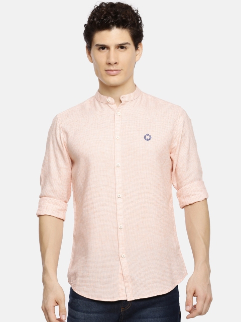 

The Indian Garage Co Men Peach-Coloured Slim Fit Printed Casual Shirt