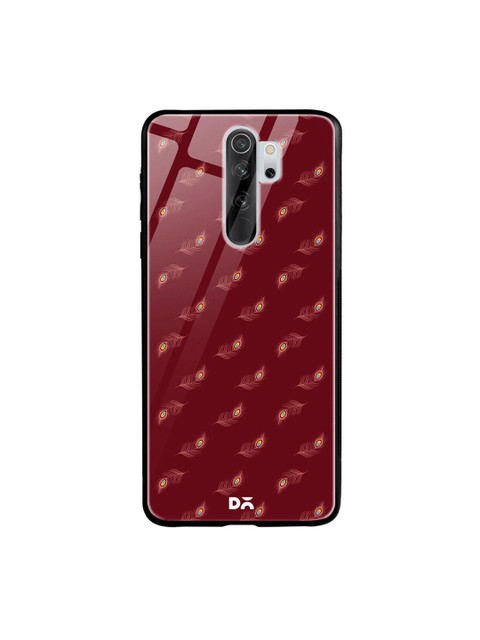 

DailyObjects Maroon Feathers Glass Case Cover For Xiaomi Redmi Note 8 Pro