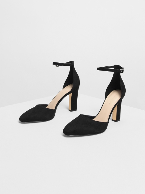 

CHARLES & KEITH Women Black Solid Block Heels