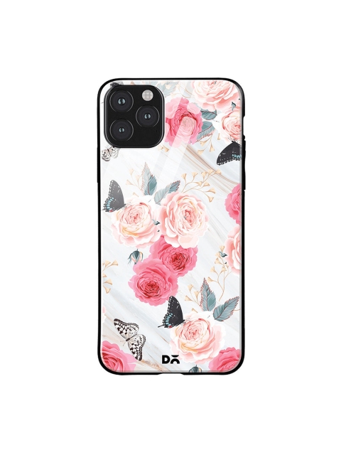 

DailyObjects Pink & White Flowers Marble Glass iPhone 11 Pro Max Case Cover