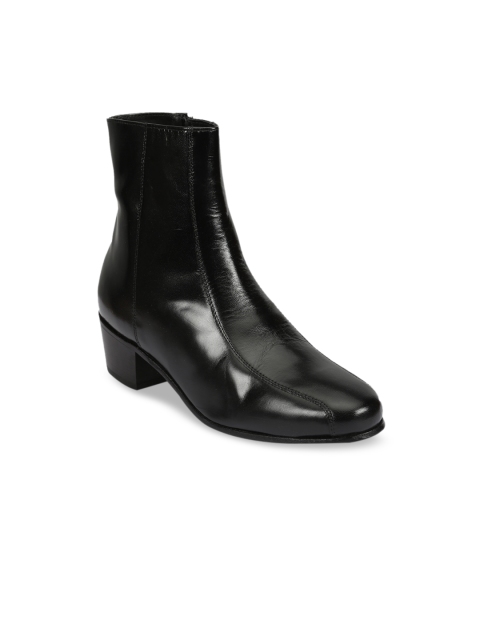 

Florsheim Men Black Solid Leather High-Top Flat Boots