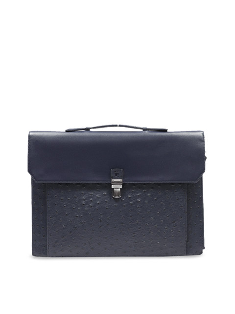 

Da Milano Unisex Navy Blue Textured Leather Laptop Bag