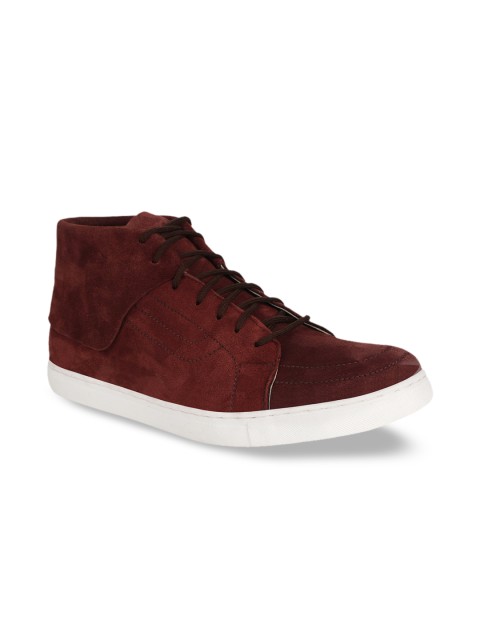 

AADY AUSTIN Men Maroon Solid Suede Lightweight Mid-Top Sneakers