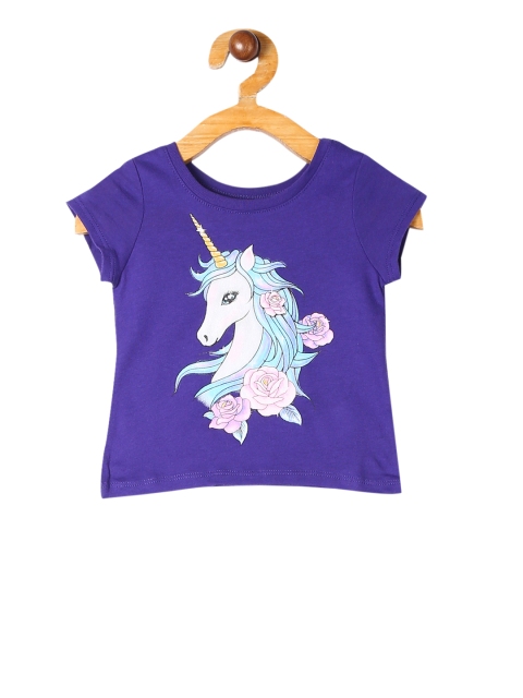 

The Childrens Place Girls Purple Printed Round Neck T-shirt