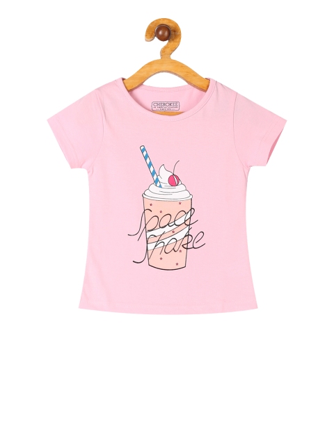 

Cherokee Girls Pink Printed Round Neck T-shirt