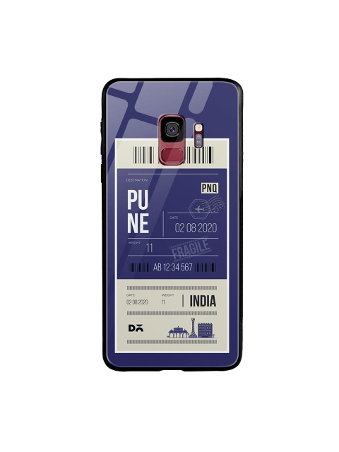 

DailyObjects Navy Blue & White Pune City Tag Glass Case Cover For Samsung Galaxy S9