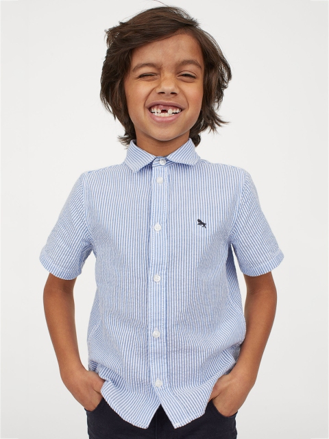 

H&M Boys Blue & White Pinstriped Cotton Shirt