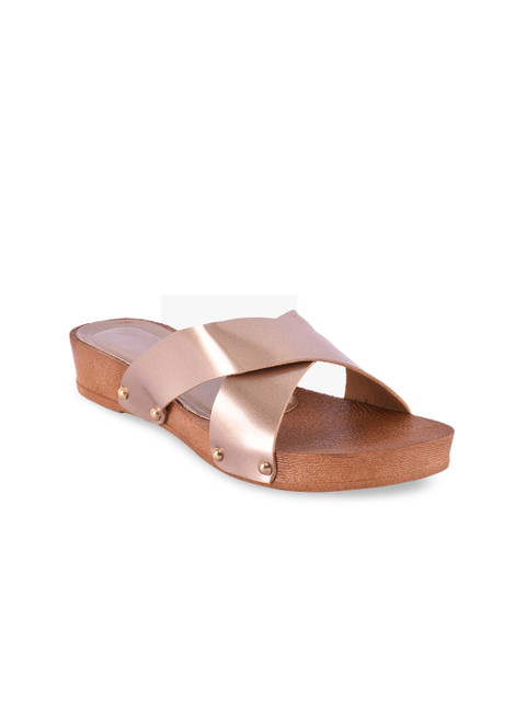 

BuckleUp Women Rose Gold Solid Open Toe Flats