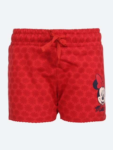 

Kids Ville Girls Red Mickey Mouse Printed Regular Fit Regular Shorts