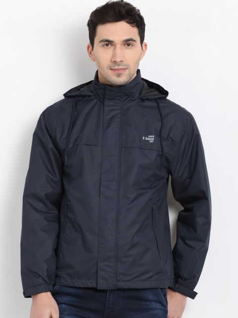 

t-base Men Blue Solid Hooded Graphite Waterproof Rain Jacket