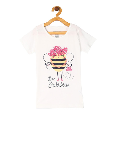 

Cherokee Girls White Printed Round Neck T-shirt