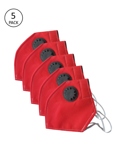 

JAINISH Unisex Red Pack of 5 2 Ply Outdoor Protective Masks with Valve