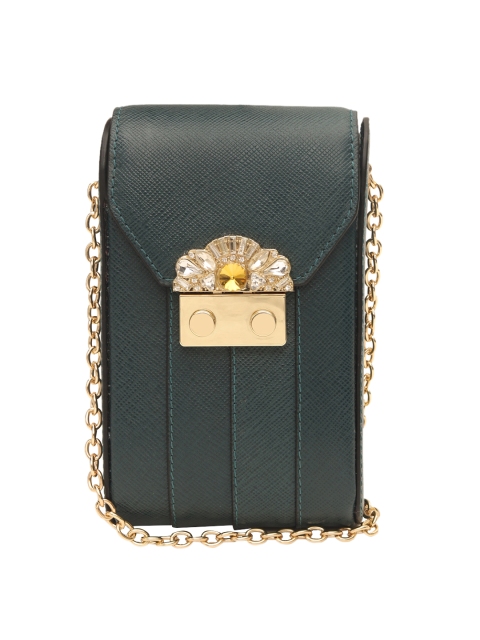 

Da Milano Green Solid Leather Sling Bag