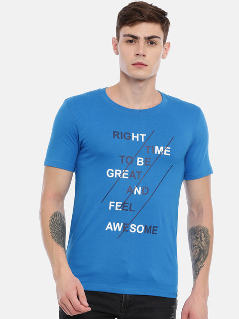 

Joven Men Blue Printed Round Neck T-shirt