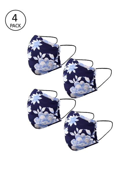

Naughty Ninos Kids Navy Blue Floral Printed 4 Pcs 3 Ply Outdoor Mask