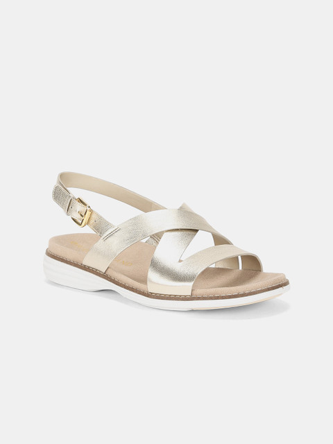 

Cole Haan Women Silver-Toned Solid Leather Open Toe Flats