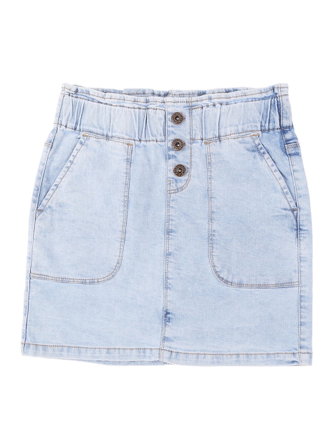 

Pantaloons Junior Girls Blue Washed Straight Denim Mini Skirt
