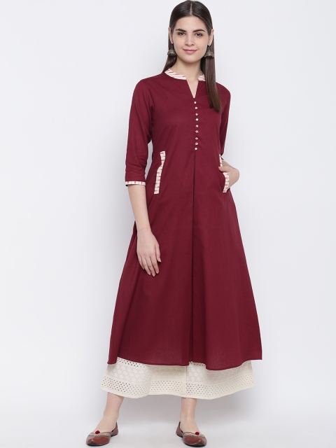 

Shakumbhari Women Maroon Solid A-Line Kurta