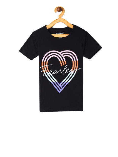 

Cherokee Girls Black Printed Round Neck T-shirt