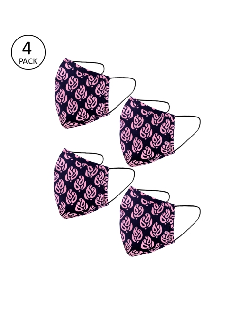 

naughty ninos Kids Pack Of 4 Printed 3-Ply Reusable Outdoor Masks, Navy blue