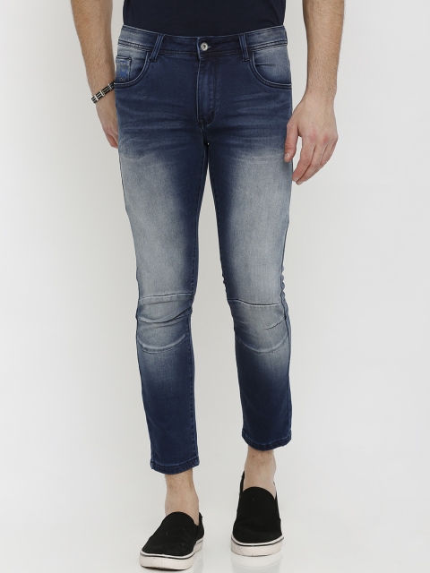 

Rex Straut Jeans Men Blue Slim Fit Mid-Rise Clean Look Cropped Stretchable Jeans