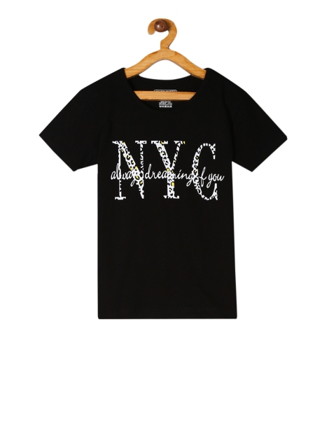 

Cherokee Girls Black Printed Round Neck T-shirt