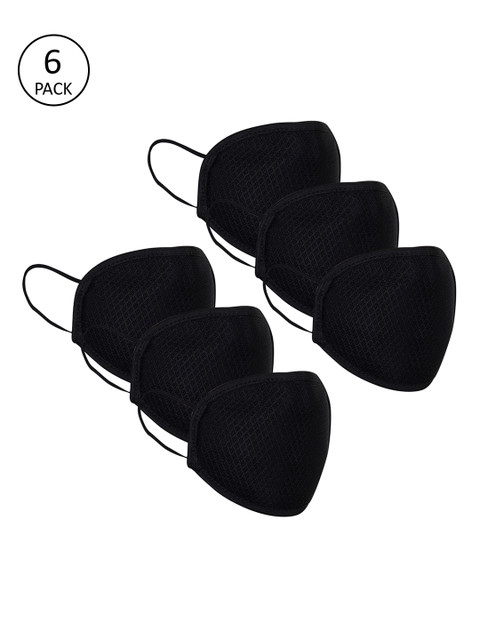 

Diana Korr Men 6 Pcs Black Solid 2-Ply Reusable Cloth Masks