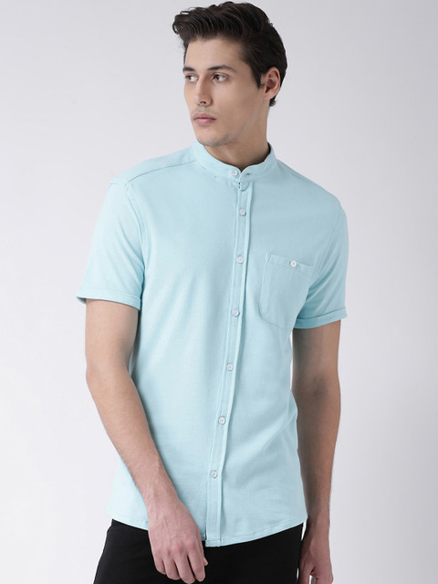 

Club York Men Turquoise Blue Regular Fit Solid Casual Shirt