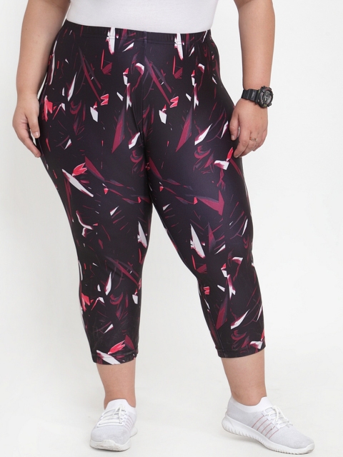 

plusS Women Maroon & Purple Printed Regular Fit Capris
