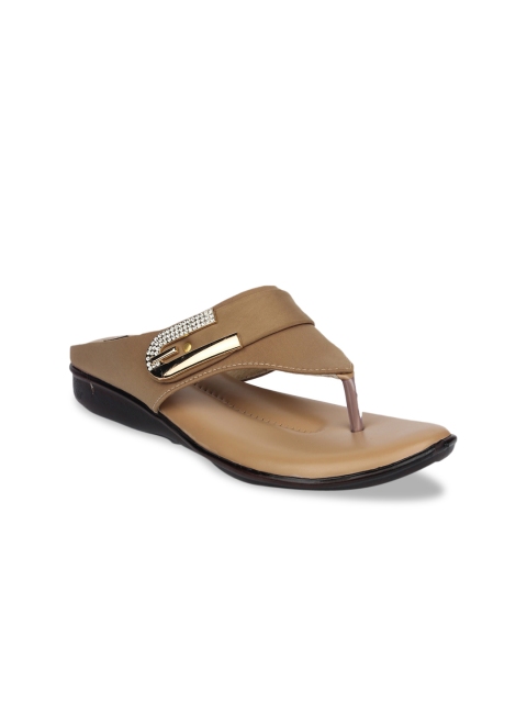 

Shoetopia Women Tan Solid Open Toed Flats