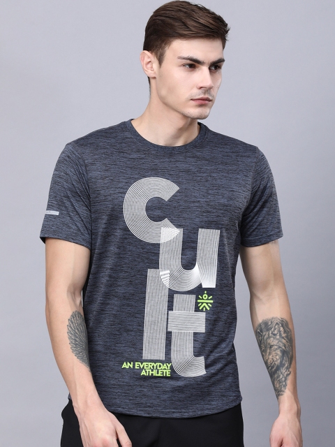 

Cultsport Men Grey Melange Printed Round Neck T-shirt